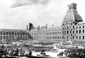 Napoléon Bonaparte Premier Consul, passant en revue ses troupes aux Tuileries